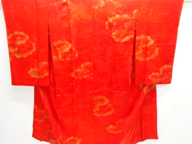 アンティーク　綸子金砂子　雲模様長襦袢